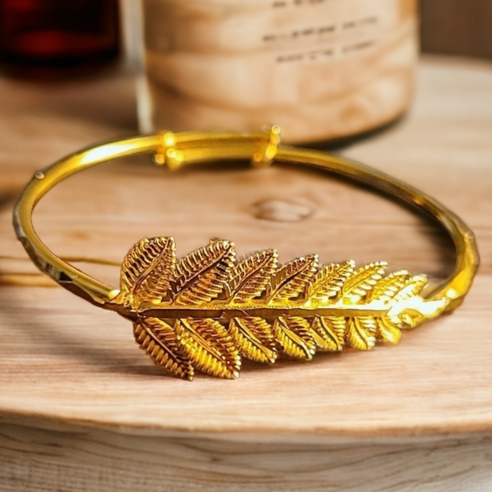 Gold Adjustable Bangle Bracelet, 18k Gold Plated Bangle, Adjustable Simple Brace